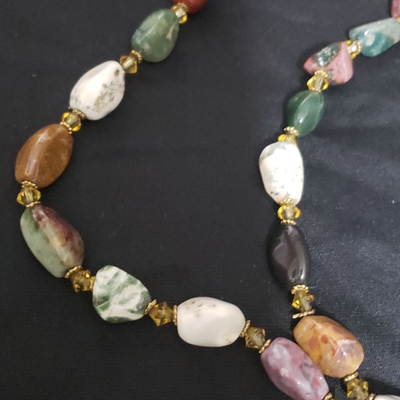 Natural Multi-Colored Stone Beaded Necklace - Picture 9 of 13